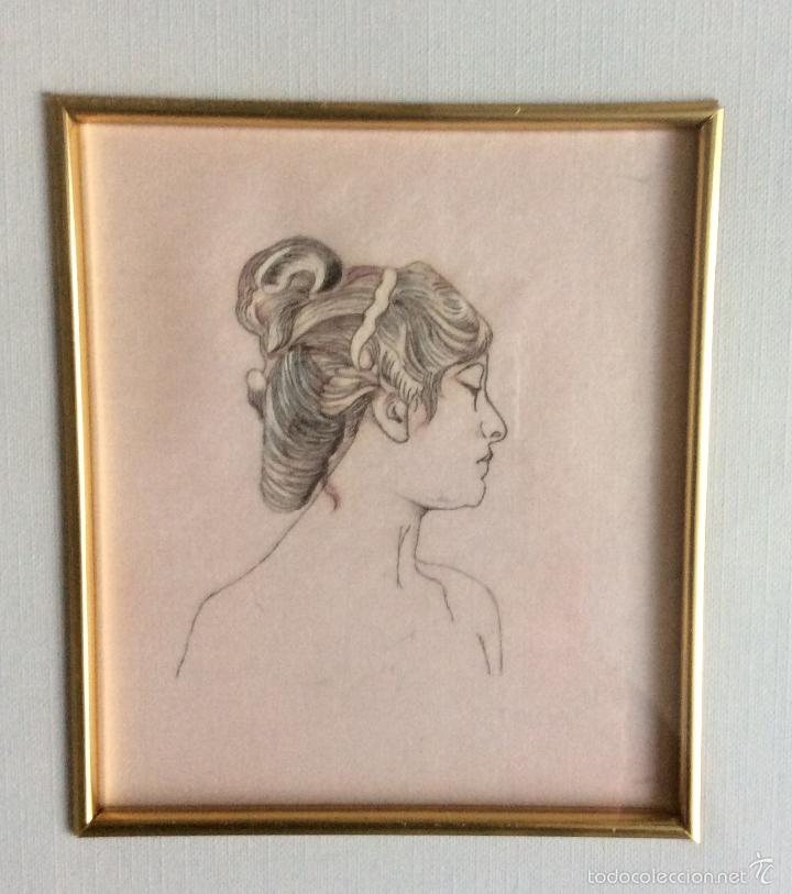 Vintage: DIBUJO A L&Aacute;PIZ DE MUJER - Foto 2