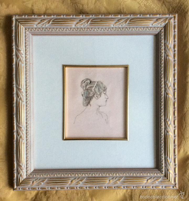 Vintage: DIBUJO A L&Aacute;PIZ DE MUJER - Foto 4