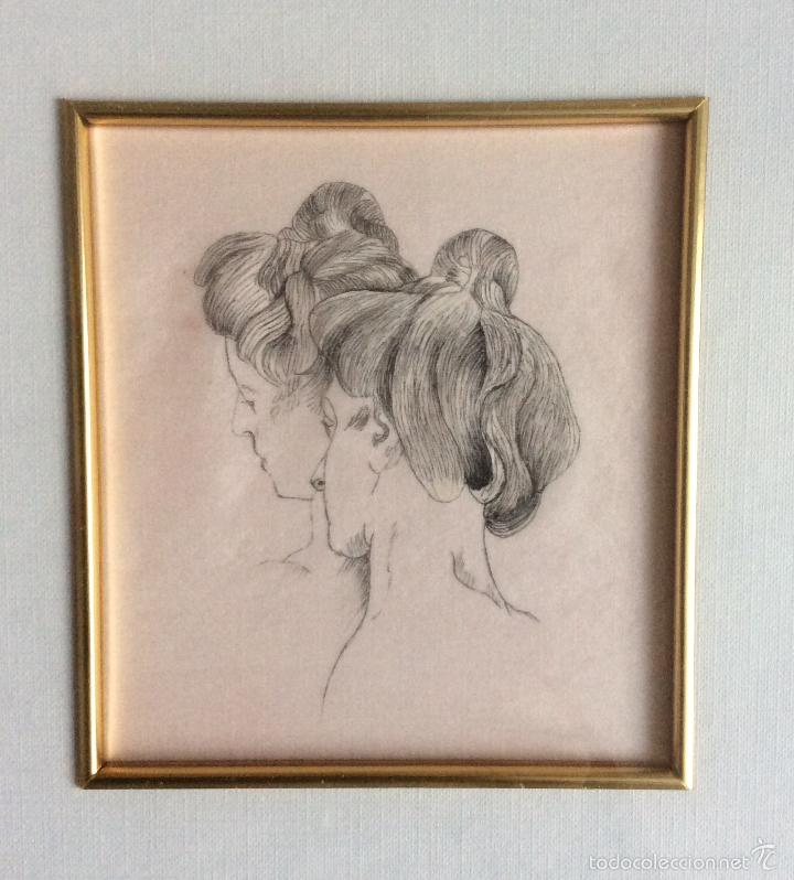 Vintage: DIBUJO A L&Aacute;PIZ DE MUJER - Foto 2