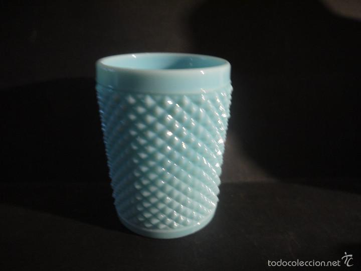 Vintage: PRECIOSO, OPALINA CELESTE, VASO. ART DECO. - Foto 1