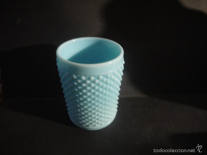 Vintage: PRECIOSO, OPALINA CELESTE, VASO. ART DECO. - Foto 2