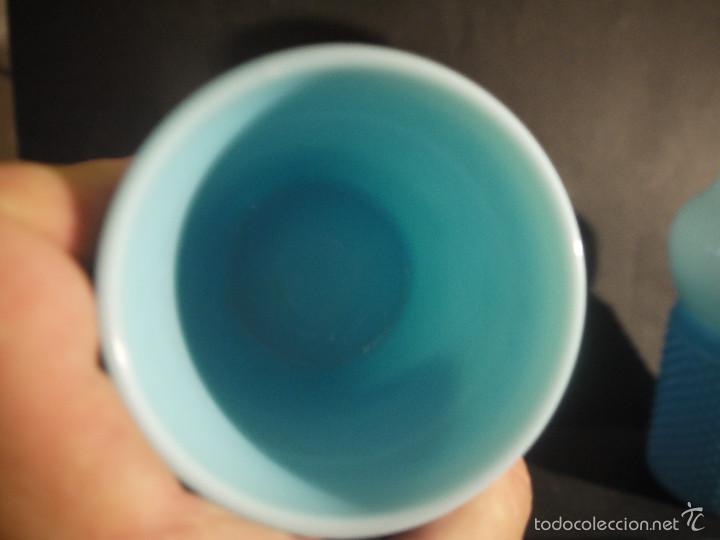 Vintage: PRECIOSO, OPALINA CELESTE, VASO. ART DECO. - Foto 4