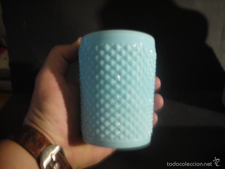 Vintage: PRECIOSO, OPALINA CELESTE, VASO. ART DECO. - Foto 5