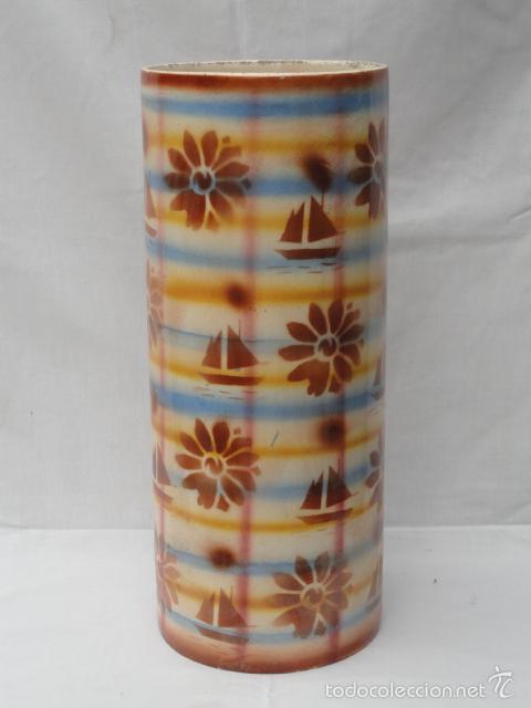 Vintage: PAPELERA PARAG&Uuml;ERO DE CER&Aacute;MICA PORCELANA DE MANISES. ESTILO POP. A&Ntilde;OS 60-70.