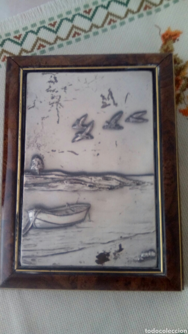 Vintage: Caja joyero en plata de ley y madera lacada - Foto 1