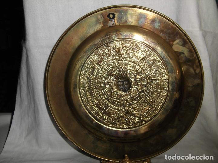 Vintage: PLATO DE LATON CON EL CALENDARIO AZTECA - Foto 3