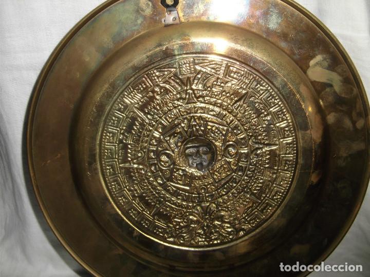 Vintage: PLATO DE LATON CON EL CALENDARIO AZTECA - Foto 4