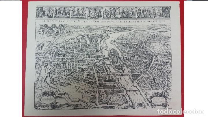 Vintage: CUADRO SIMIL ANTIGUO MAPA DE PARIS Y SUS BARRIOS