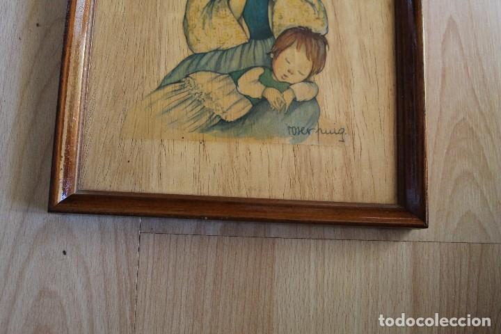 Vintage: CUADRO ROSER PUIG LAMINA SOBRE MADERA - Foto 5