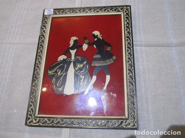 Vintage: Cuadro con escena galante, pintada sobre cristal. 21 x 27,5 cms. con marco.