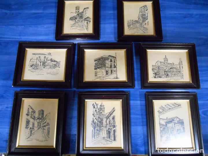 Vintage: LOTE DE OCHO CUADROS ENMARCADOS DE LAMINAS DE CALLES ANTIGUAS DE VALLADOLID