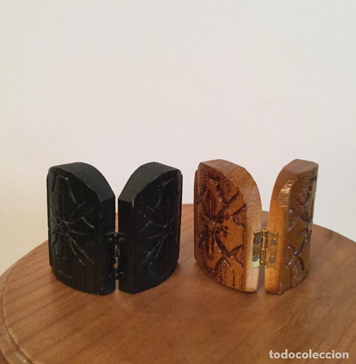 Vintage: DOS PEQUE&Ntilde;OS ICONOS, ICONO DIPTICOS SOBRE MADERA LABRADA - Foto 2