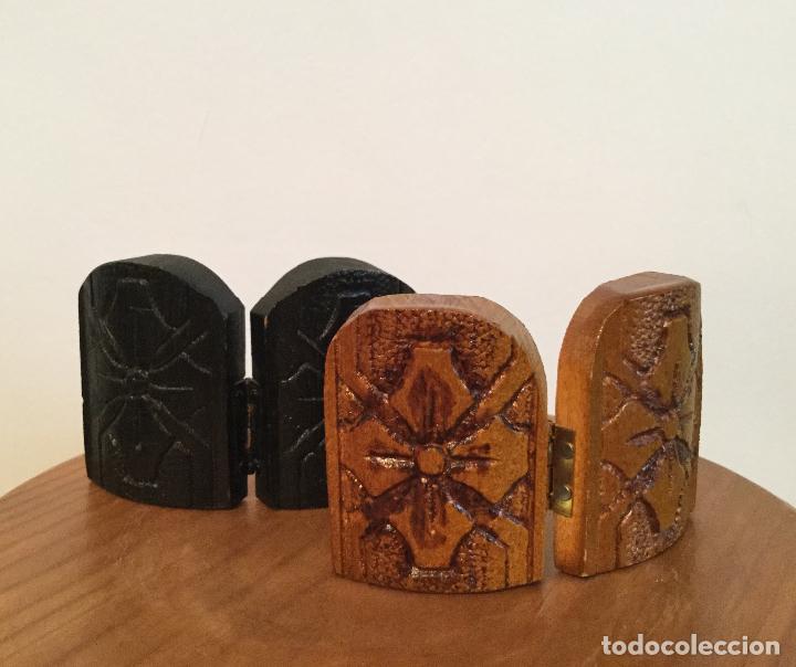 Vintage: DOS PEQUE&Ntilde;OS ICONOS, ICONO DIPTICOS SOBRE MADERA LABRADA - Foto 5