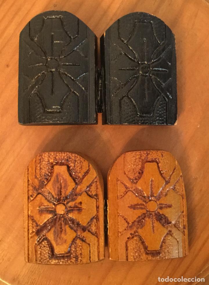 Vintage: DOS PEQUE&Ntilde;OS ICONOS, ICONO DIPTICOS SOBRE MADERA LABRADA - Foto 9