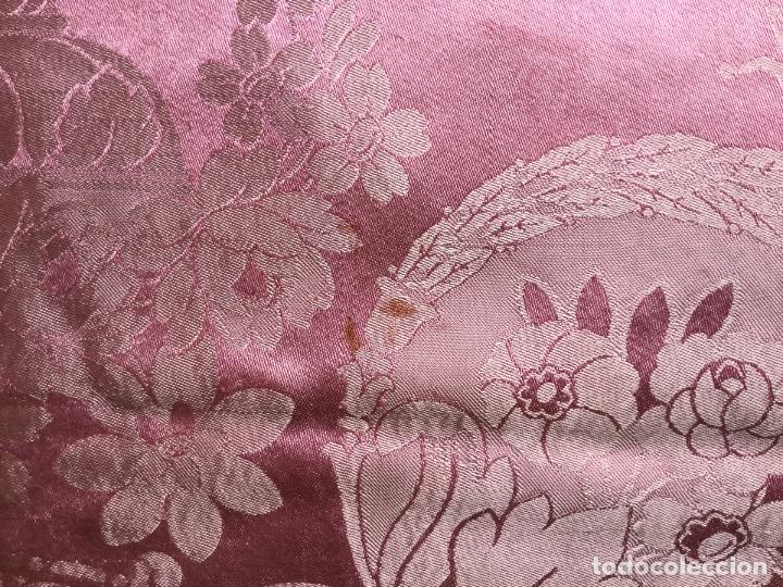 Vintage: ANTIGUA COLCHA DE SEDA NATURAL ROSA - Foto 3