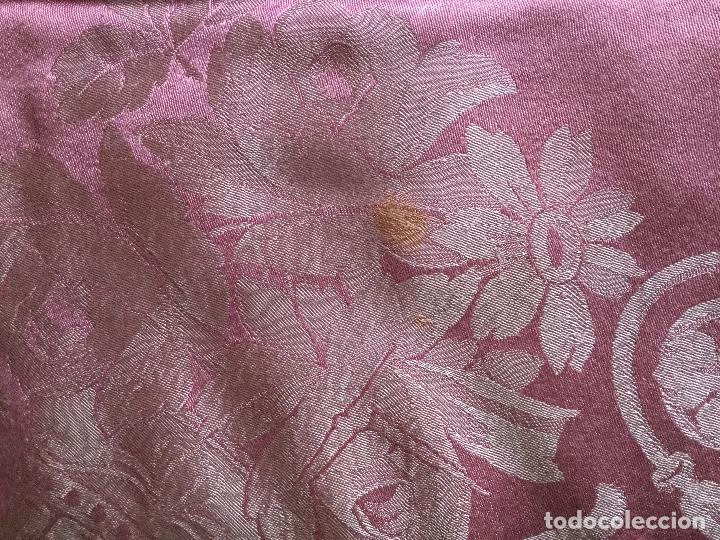 Vintage: ANTIGUA COLCHA DE SEDA NATURAL ROSA - Foto 7