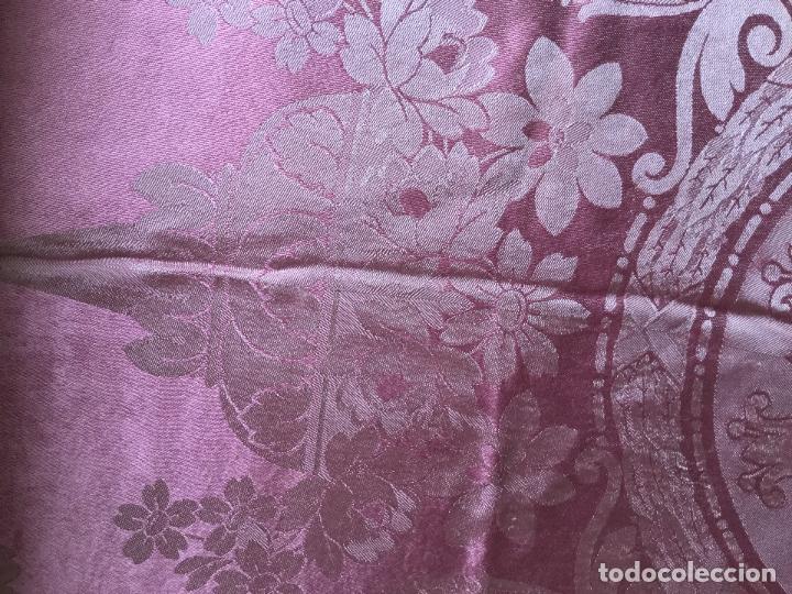 Vintage: ANTIGUA COLCHA DE SEDA NATURAL ROSA - Foto 8