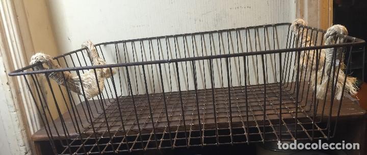 Vintage: Cesta de metal con asas de cuerda - Foto 4