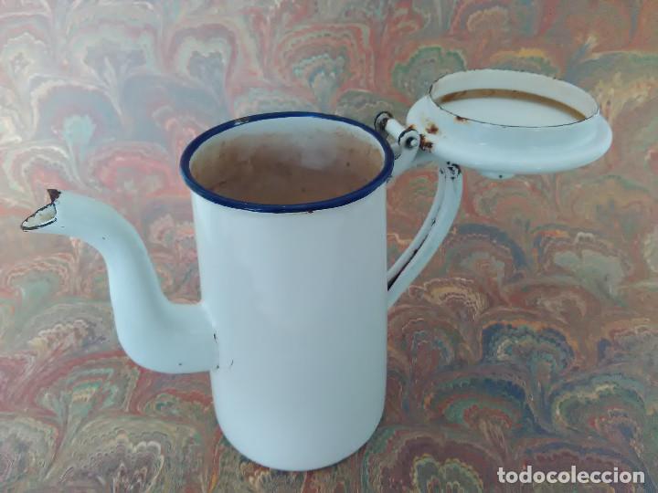 Vintage: CAFETERA-TETERA DE HIERRO ESMALTADO EN BLANCO - Foto 3