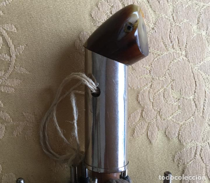 Vintage: ANTIGUA SOMBRILLA MARRON MANGO DE ASTA - Foto 2