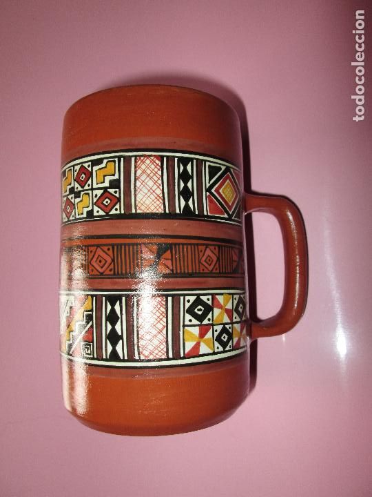 Vintage: taz&oacute;n cer&aacute;mica-per&uacute;-nuevo-precioso-grande-dise&ntilde;o motivos peruanos-artesanal-ver fotos