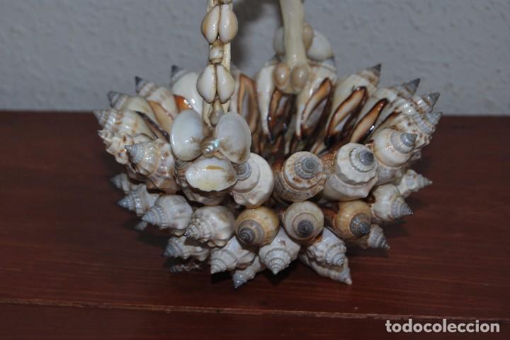 Vintage: CESTO DE CONCHAS Y CARACOLAS - A&Ntilde;OS 60 - CESTA - Foto 7