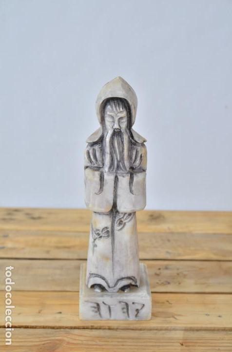 Vintage: FIGURA MONJE CHINO SABIO ORIENTAL - ANTERIORMENTE LAMPARA VINTAGE DE ALABASTRO O GRANITO