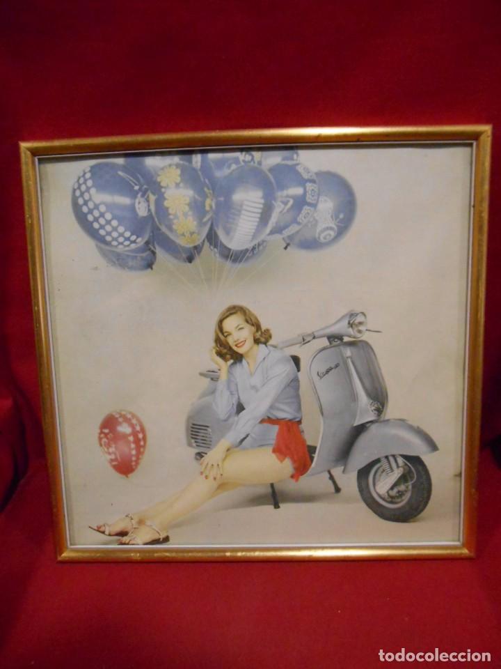 Vintage: BONITO CUADRO DE PUBLICIDAD DE LA VESPA - ORIGINAL NO REPRODUCCION -A&Ntilde;OS 50 -