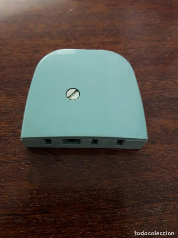 Vintage: Conector tel&eacute;fono antiguo, base, color azul. - Foto 1