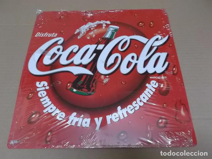 Vintage: COCA-COLA PLACA METALICA DE ANUNCIO CUADRADA &ndash; 30 CM. DE DIAMETRO A&Ntilde;OS 80 &ndash; CON PRECINT