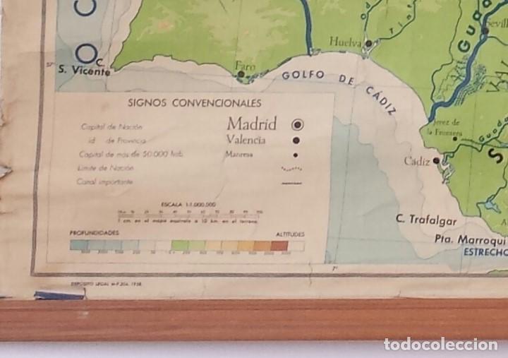 Vintage: Mapa f&iacute;sico de la Pen&iacute;nsula Ib&eacute;rica - Foto 2