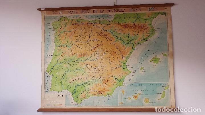 Vintage: Mapa f&iacute;sico de la Pen&iacute;nsula Ib&eacute;rica - Foto 1