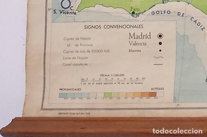 Vintage: Mapa f&iacute;sico de la Pen&iacute;nsula Ib&eacute;rica - Foto 2