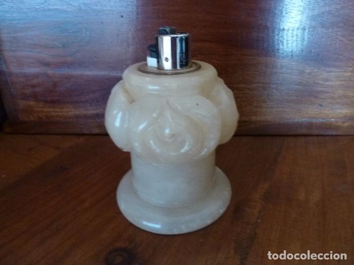 Vintage: Portamechero de alabastro blanco - Foto 1
