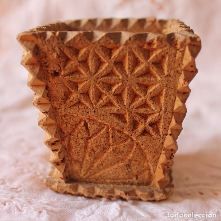 Vintage: PALILLERO-VASITO DE CORCHO ARTESANAL-Vintage-Hecho a mano