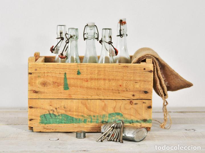 Vintage: CAJA DE VINO DECORATIVA ANTIGUA CAJA DE MADERA PARA BOTELLAS FLORERO MACETERO VINTAGE