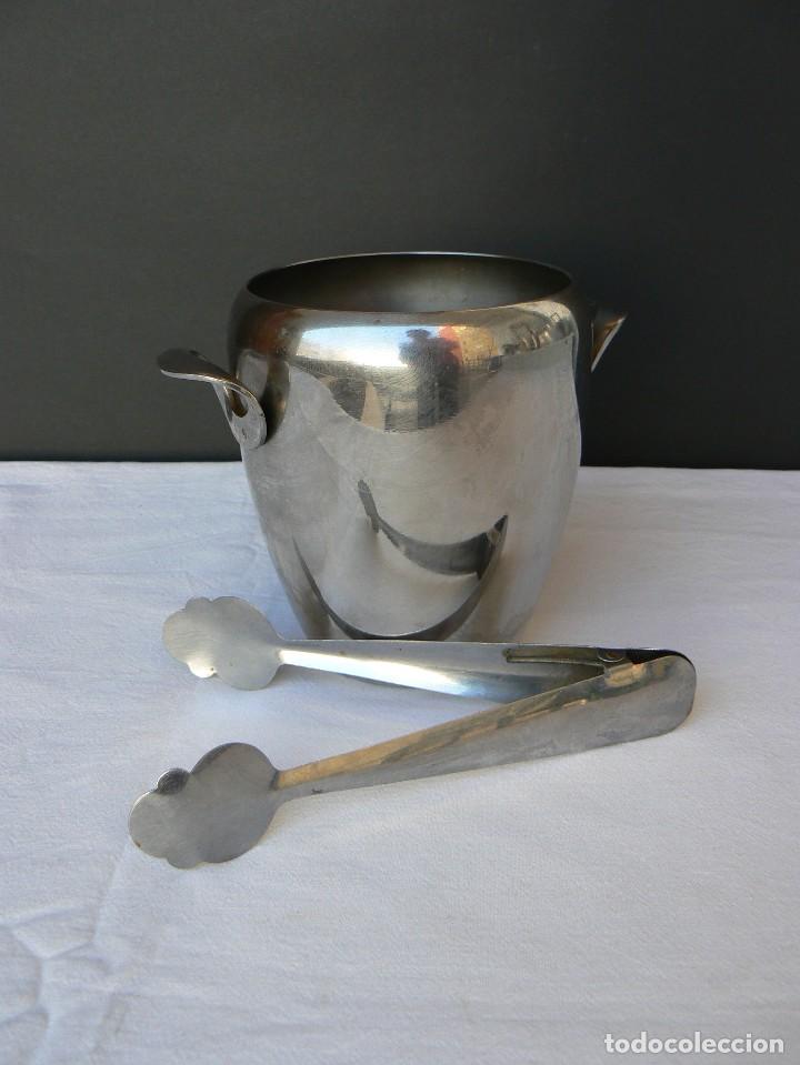 Vintage: CUBITERA ACERO INOXIDABLE CON PINZAS. - Foto 1