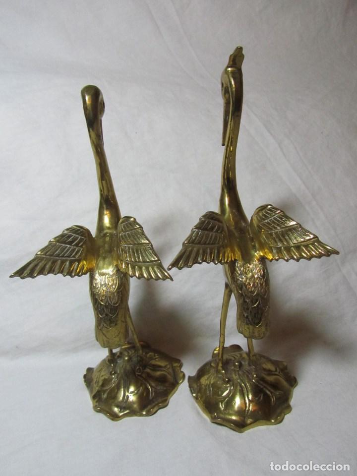 Vintage: Pareja de cigue&ntilde;as (macho y hembra) en bronce - Foto 6