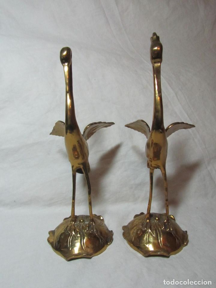 Vintage: Pareja de cigue&ntilde;as (macho y hembra) en bronce - Foto 8