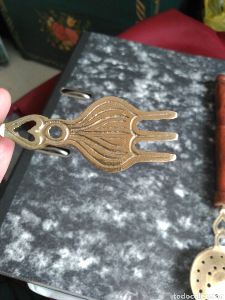 Vintage: &Uacute;tiles en lat&oacute;n y madera para colgar. - Foto 3