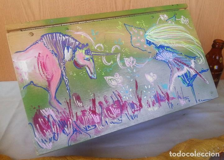 Vintage: Joyero vintage en madera. Pintado a mano por las dos caras.