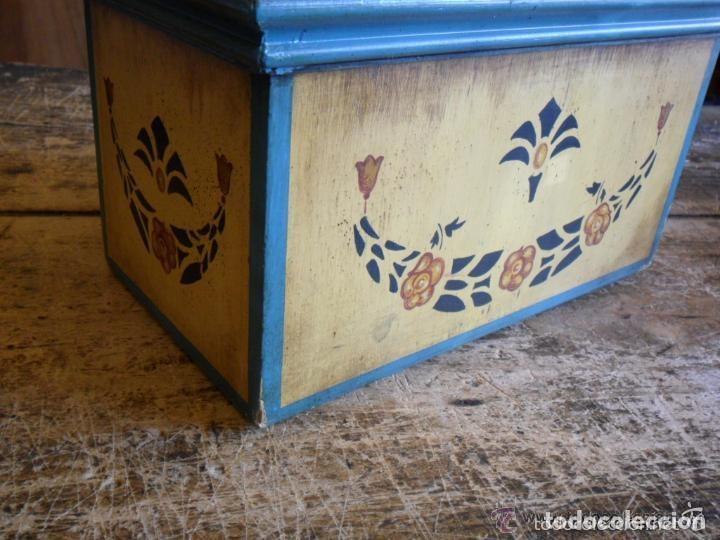 Vintage: MACETERO DE MADERA DECORADO CON FLORES - Foto 6
