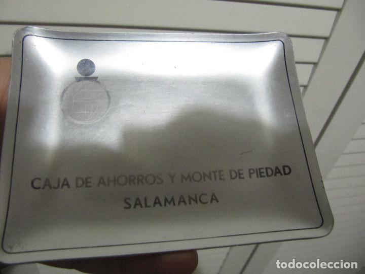 Vintage: antigua  bandejita de aluminio caja de ahorros y monte de piedad salamanca