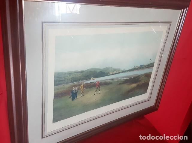 Vintage: g The Pulling Green. L&aacute;mina de golf. Enmarcada.