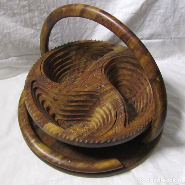Vintage: Cesta para aperitivos de madera plegable S&iacute;mbolo celta - Foto 1