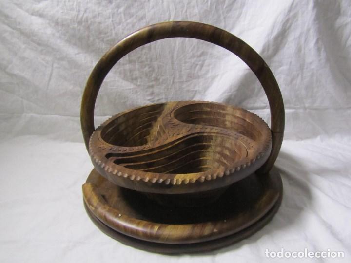 Vintage: Cesta para aperitivos de madera plegable S&iacute;mbolo celta - Foto 3