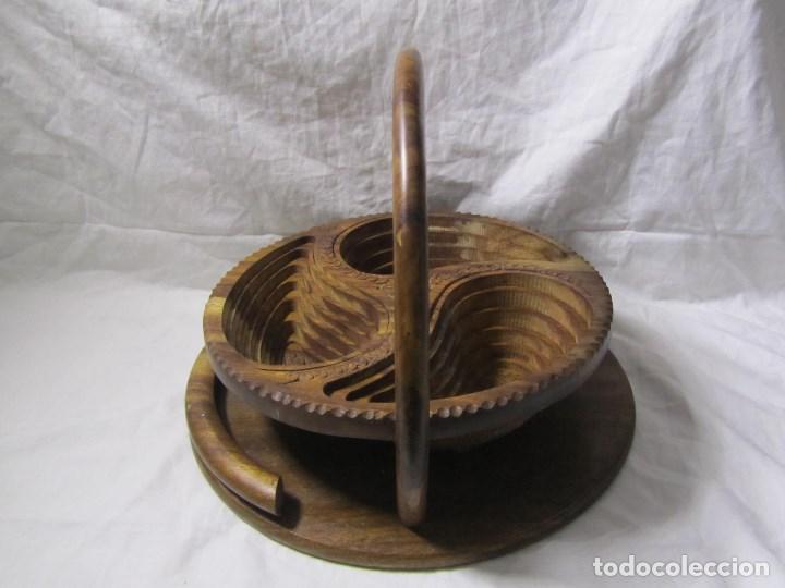 Vintage: Cesta para aperitivos de madera plegable S&iacute;mbolo celta - Foto 4