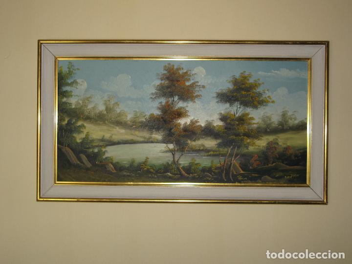 Vintage: Pintura Original Paisaje &Oacute;leo Sobre Tablex A&ntilde;os '60. Firmado. Absolute Vintage