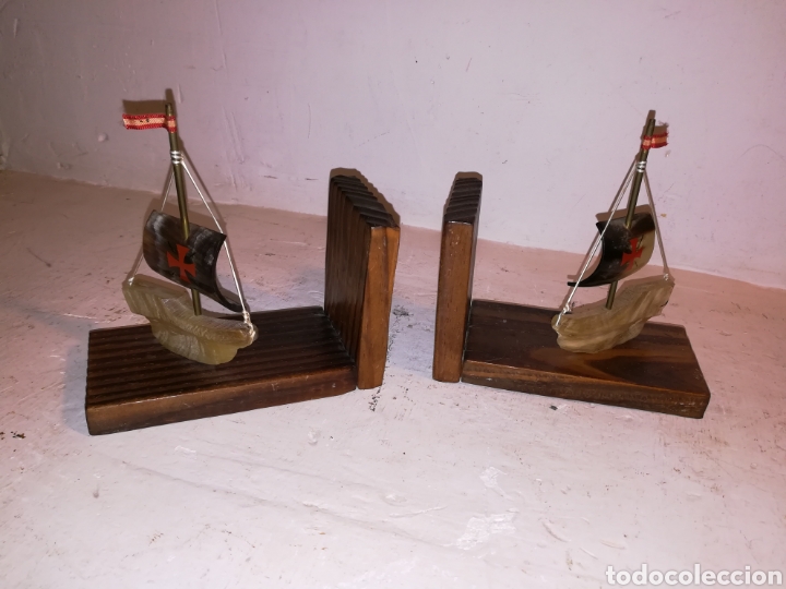 Vintage: Sujeta -libros . En madera y asta - Foto 1