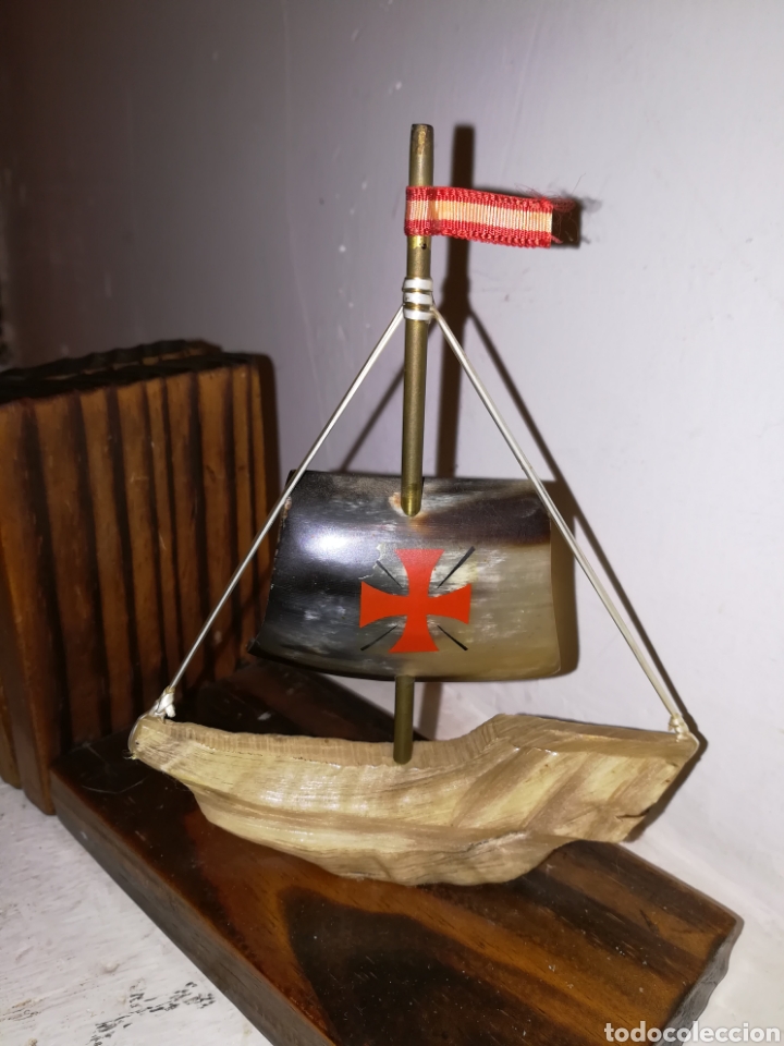 Vintage: Sujeta -libros . En madera y asta - Foto 3